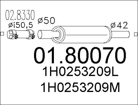 MTS 01.80070 - Vidējais izpl. gāzu trokšņa slāpētājs xparts.lv