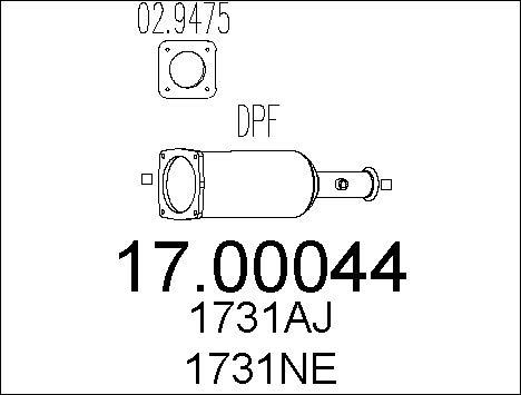 MTS 17.00044 - Nosēdumu / Daļiņu filtrs, Izplūdes gāzu sistēma xparts.lv