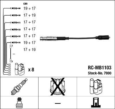 NGK 7800 - Комплект проводов зажигания xparts.lv