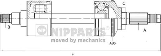 Nipparts N2800900 - Piedziņas vārpsta xparts.lv
