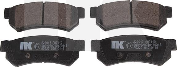 NK 225017 - Тормозные колодки, дисковые, комплект xparts.lv