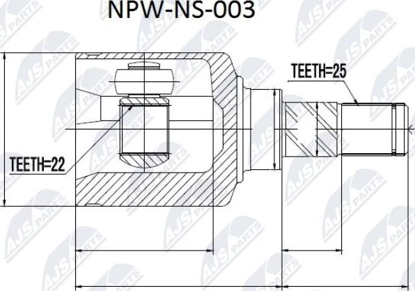 NTY NPW-NS-003 - Šarnīru komplekts, Piedziņas vārpsta xparts.lv
