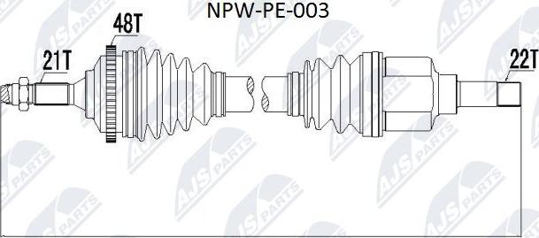 NTY NPW-PE-003 - Приводной вал xparts.lv