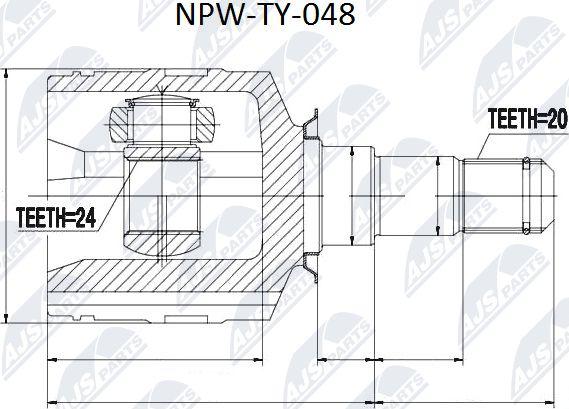 NTY NPW-TY-048 - Šarnīru komplekts, Piedziņas vārpsta xparts.lv