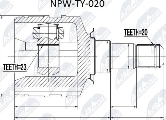 NTY NPW-TY-020 - Šarnīru komplekts, Piedziņas vārpsta xparts.lv