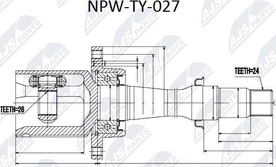 NTY NPW-TY-027 - Šarnīru komplekts, Piedziņas vārpsta xparts.lv
