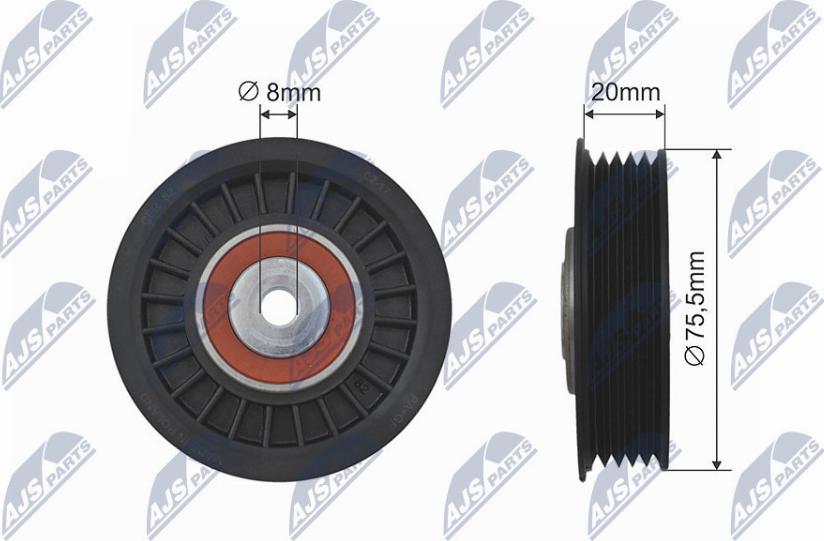 NTY RNK-AU-010 - Deflection / Guide Pulley, v-ribbed belt xparts.lv