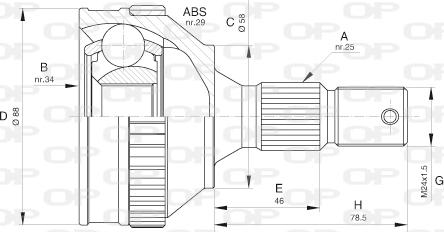 Open Parts CVJ5592.10 - Шарнирный комплект, ШРУС, приводной вал xparts.lv