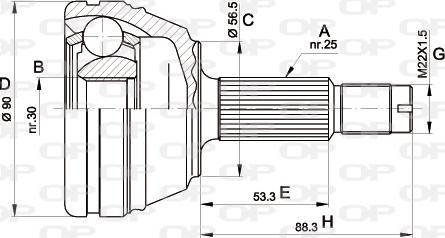 Open Parts CVJ5351.10 - Šarnīru komplekts, Piedziņas vārpsta xparts.lv