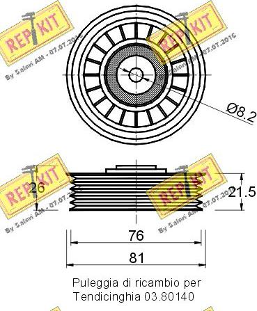 REPKIT RKT1858 - Deflection / Guide Pulley, v-ribbed belt xparts.lv
