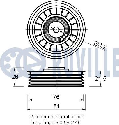 Ruville 540831 - Deflection / Guide Pulley, v-ribbed belt xparts.lv
