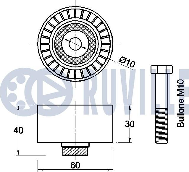 Ruville 542591 - Deflection / Guide Pulley, timing belt xparts.lv