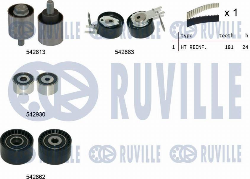 Ruville 550512 - Комплект ремня ГРМ xparts.lv
