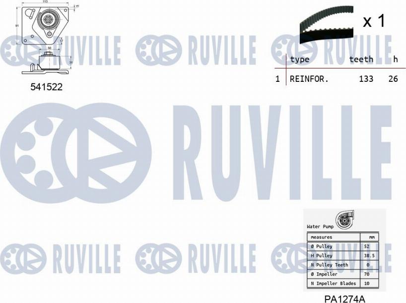 Ruville 5501281 - Ūdenssūknis + Zobsiksnas komplekts xparts.lv