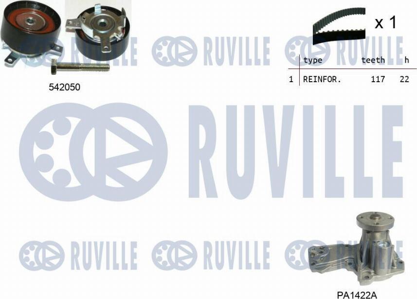 Ruville 5503041 - Vandens siurblio ir paskirstymo diržo komplektas xparts.lv