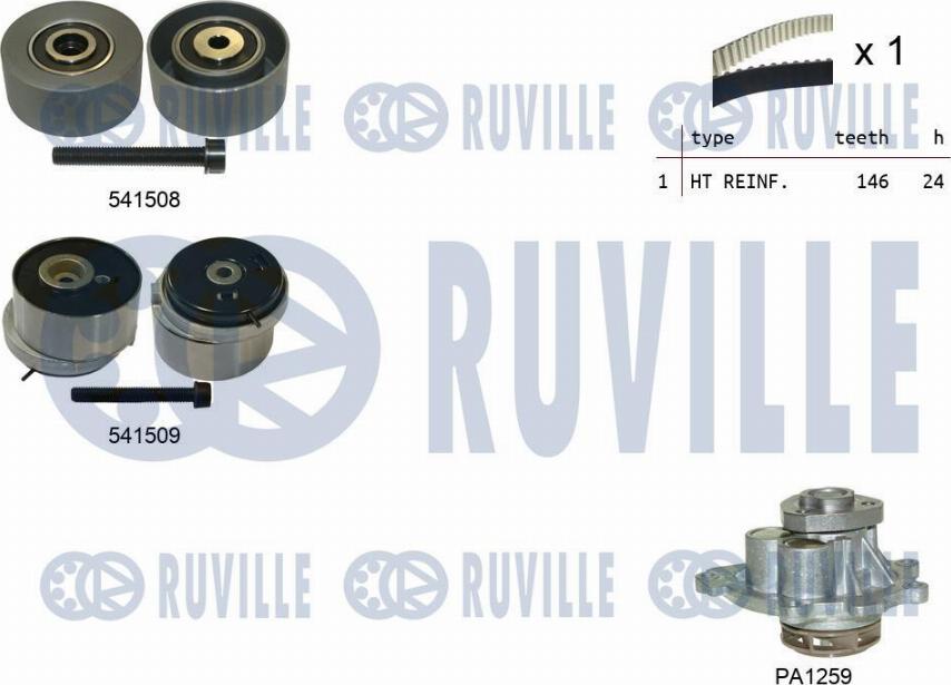 Ruville 5503201 - Vandens siurblio ir paskirstymo diržo komplektas xparts.lv