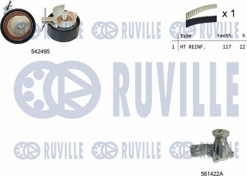 Ruville 5503741 - Vandens siurblio ir paskirstymo diržo komplektas xparts.lv