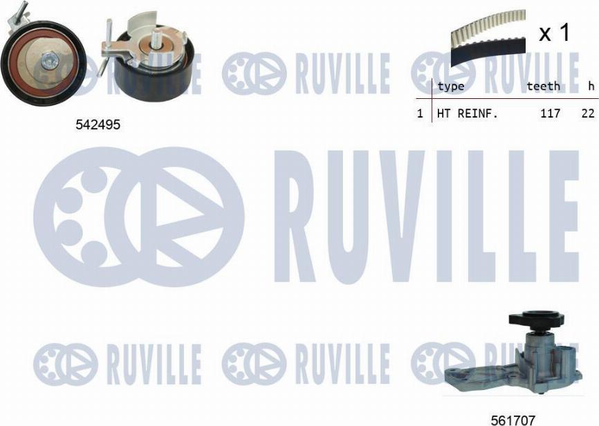 Ruville 5503742 - Vandens siurblio ir paskirstymo diržo komplektas xparts.lv