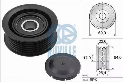 Ruville 55700 - Deflection / Guide Pulley, v-ribbed belt xparts.lv