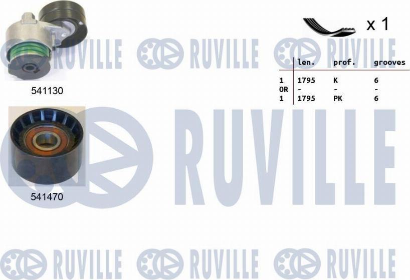Ruville 570080 - Ķīļrievu siksnu komplekts xparts.lv