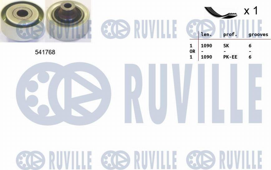 Ruville 570075 - V formos rumbuotas diržas, komplektas xparts.lv