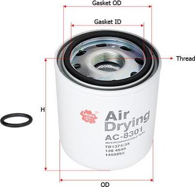 SAKURA Automotive AC-8301 - Air Dryer Cartridge, compressed-air system xparts.lv