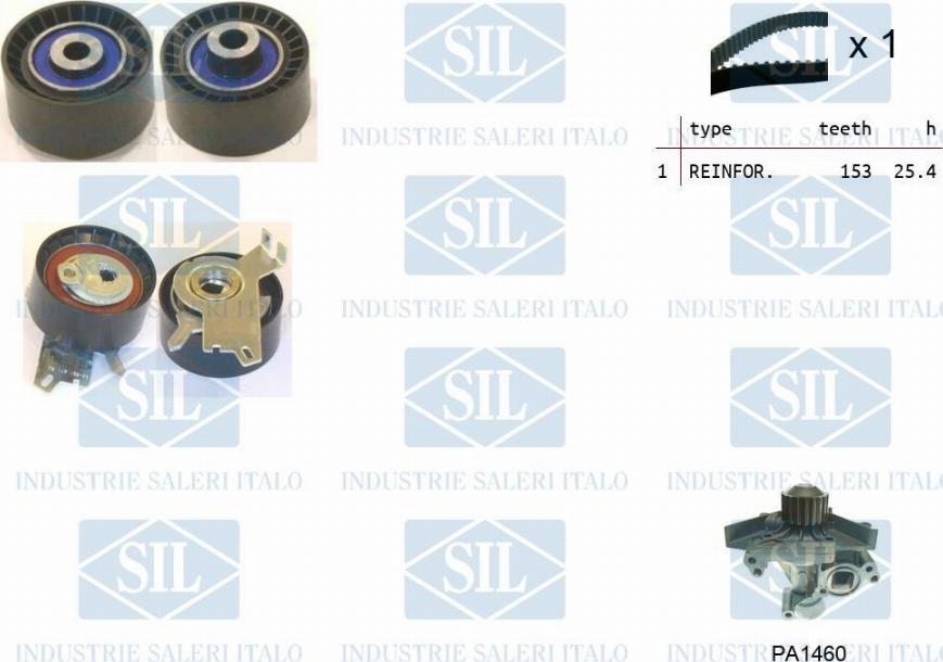 Saleri SIL K1PA1460 - Water Pump & Timing Belt Set xparts.lv
