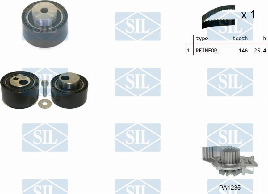 Saleri SIL K3PA1235 - Water Pump & Timing Belt Set xparts.lv