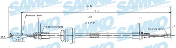 Samko C0755B - Тросик, cтояночный тормоз xparts.lv