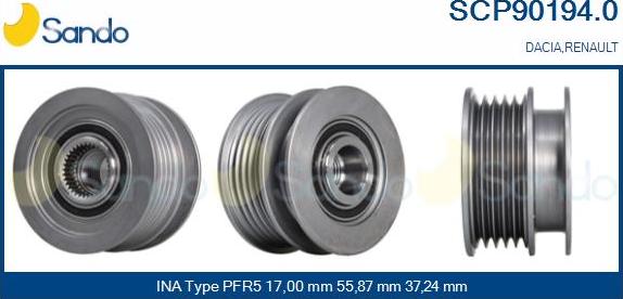 Sando SCP90194.0 - Pulley, alternator, freewheel clutch xparts.lv