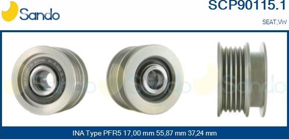 Sando SCP90115.1 - Pulley, alternator, freewheel clutch xparts.lv