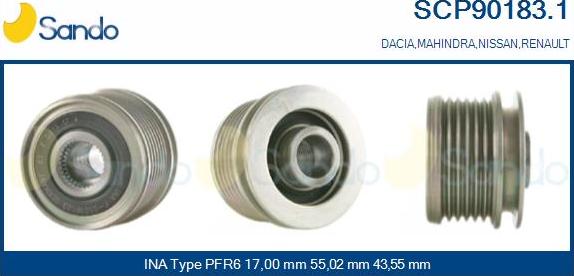 Sando SCP90183.1 - Pulley, alternator, freewheel clutch xparts.lv