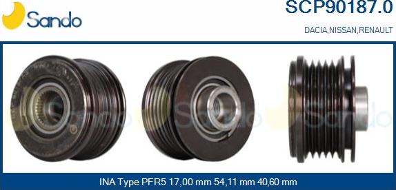 Sando SCP90187.0 - Pulley, alternator, freewheel clutch xparts.lv