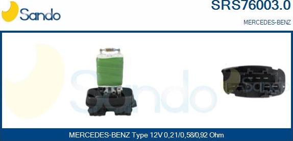 Sando SRS76003.0 - Rezistors, Salona ventilators xparts.lv