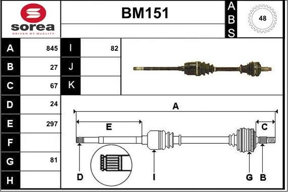 Sera BM151 - Piedziņas vārpsta xparts.lv