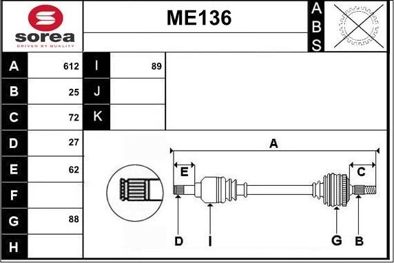 Sera ME136 - Piedziņas vārpsta xparts.lv