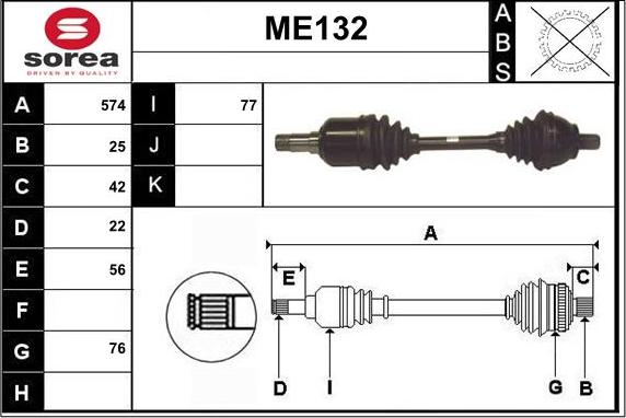 Sera ME132 - Piedziņas vārpsta xparts.lv