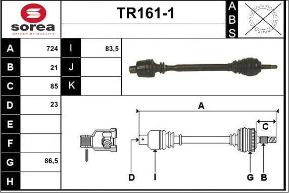Sera TR161-1 - Piedziņas vārpsta xparts.lv