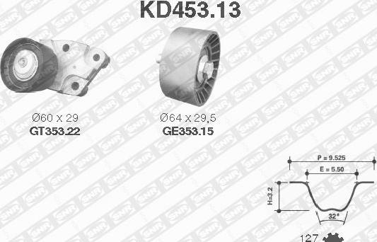 SNR KD453.13 - Комплект ремня ГРМ xparts.lv