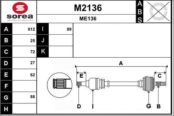 SNRA M2136 - Piedziņas vārpsta xparts.lv