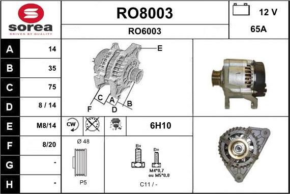 SNRA RO8003 - Ģenerators xparts.lv