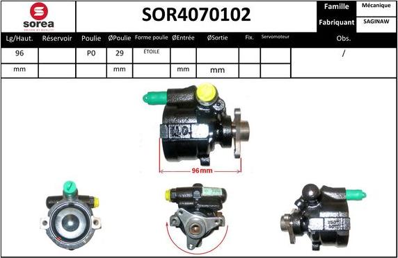 SNRA SOR4070102 - Гидравлический насос, рулевое управление, ГУР xparts.lv