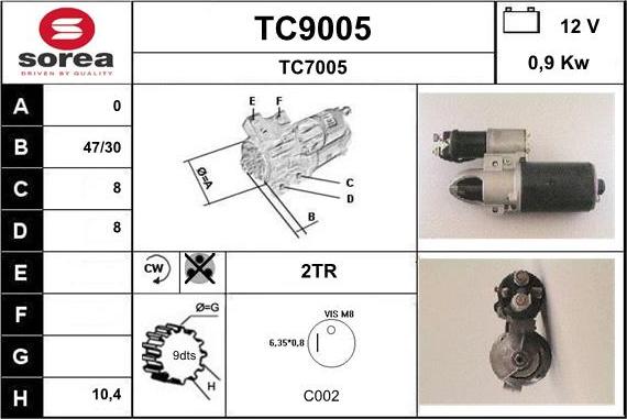 SNRA TC9005 - Starter xparts.lv