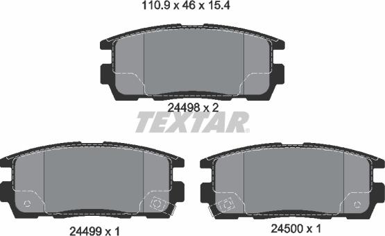 Textar 2449801 - Brake Pad Set, disc brake xparts.lv