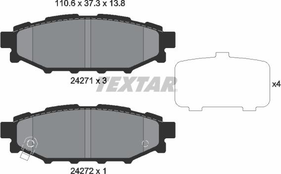 Textar 2427101 - Тормозные колодки, дисковые, комплект xparts.lv