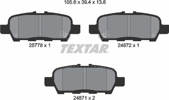 Textar 2577801 - Тормозные колодки, дисковые, комплект xparts.lv