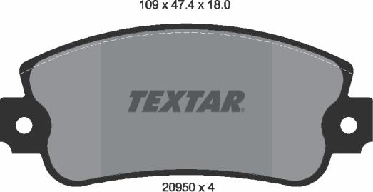 Textar 2095005 - Brake Pad Set, disc brake xparts.lv