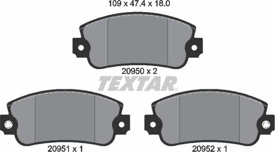 Textar 2095006 - Brake Pad Set, disc brake xparts.lv