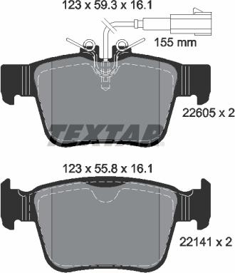Textar 2260501 - Brake Pad Set, disc brake xparts.lv