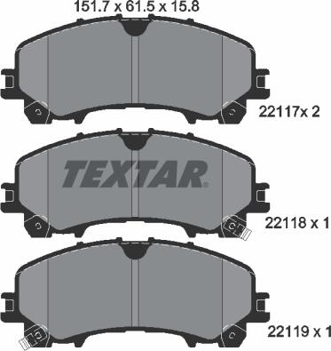 Textar 2211701 - Brake Pad Set, disc brake xparts.lv